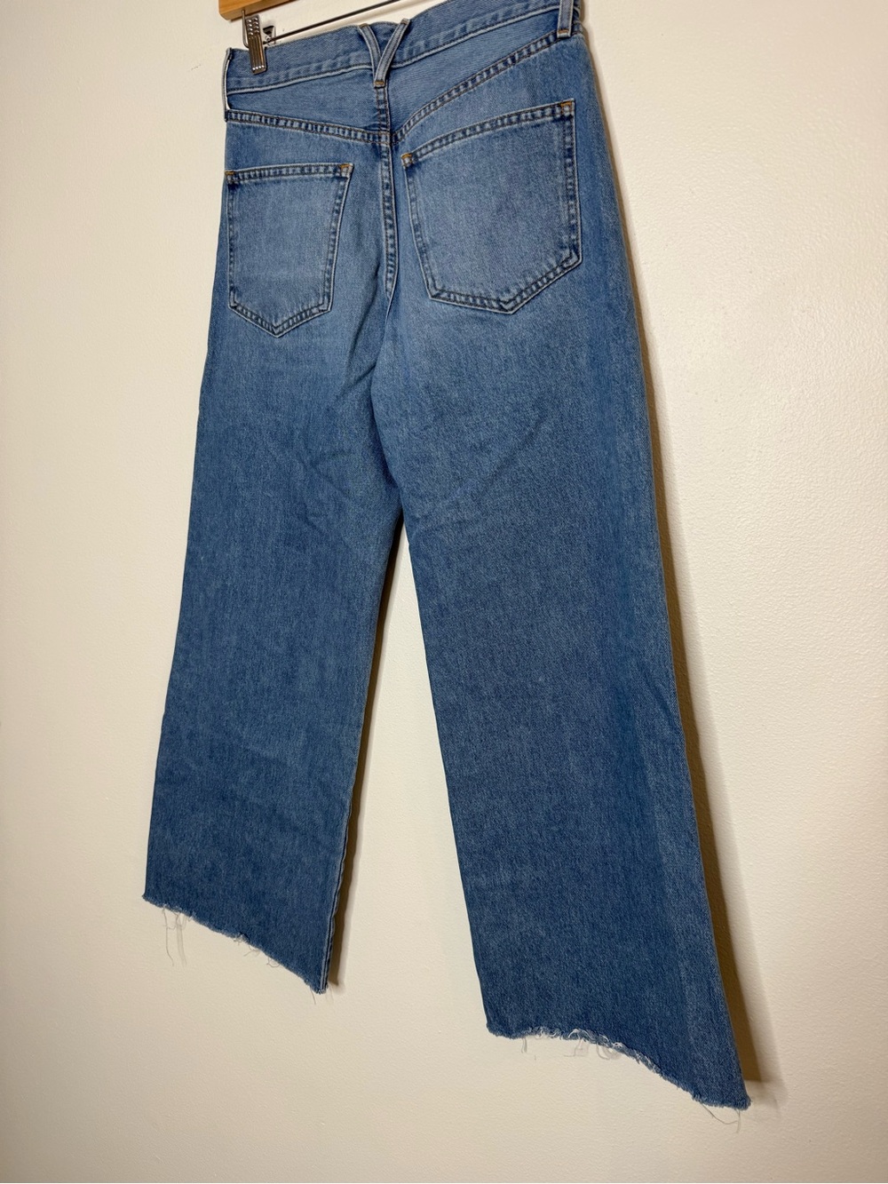Veronica Beard Taylor Cropped High Rise Wide Leg raw hem Jeans Wanderer Dust 26 - Picture 5 of 14